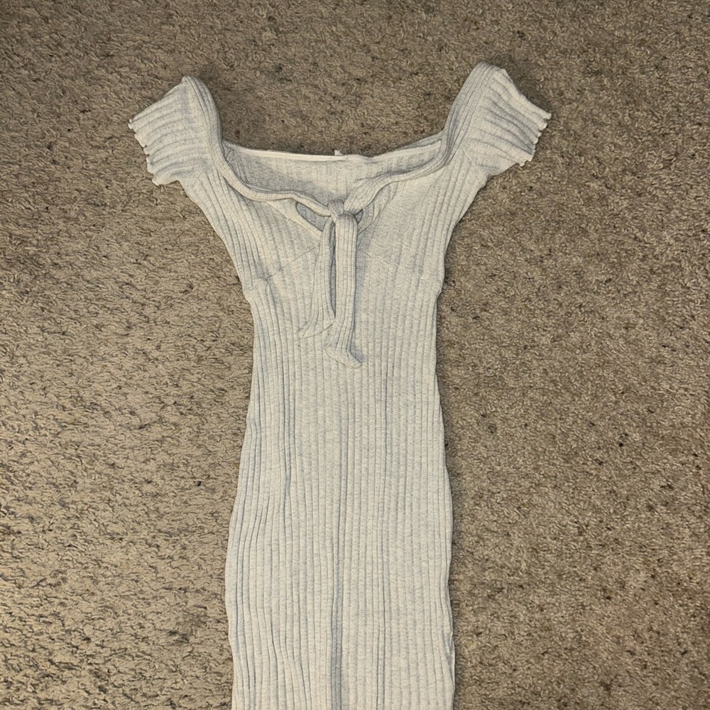 Off-Shoulder Ribbed Dress